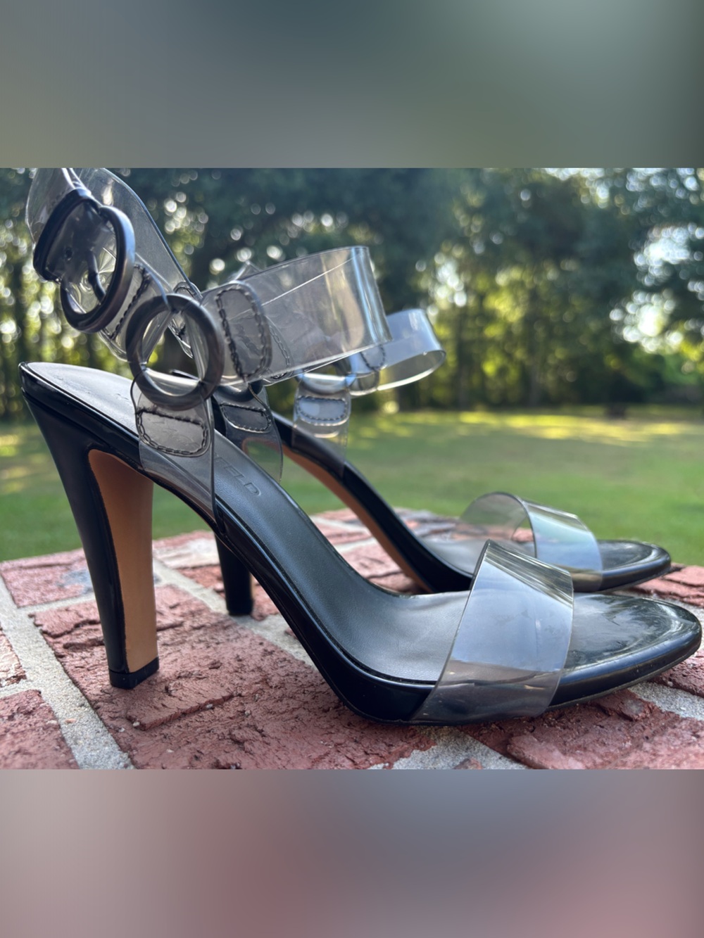 Karl Lagerfeld Black Heels with Clear Straps